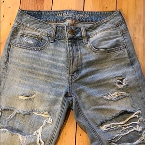 American Eagle Ripped Light Wash Boyfriend Jeans